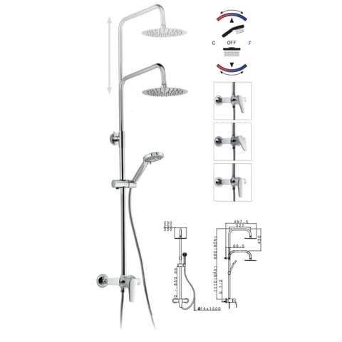 COLUNA CHUVEIRO C/MONOC NEW DUX/TORUK EXT 68-111cm