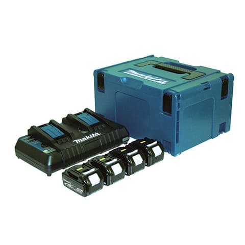 KIT BATERIAS MAKITA 4x18V 4Ah + MULTICARREGADOR + MALA 197503-4 ***