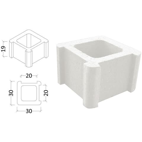 BLOCO PEÇA PILAR ESQUINA BRANCO 30x30x19