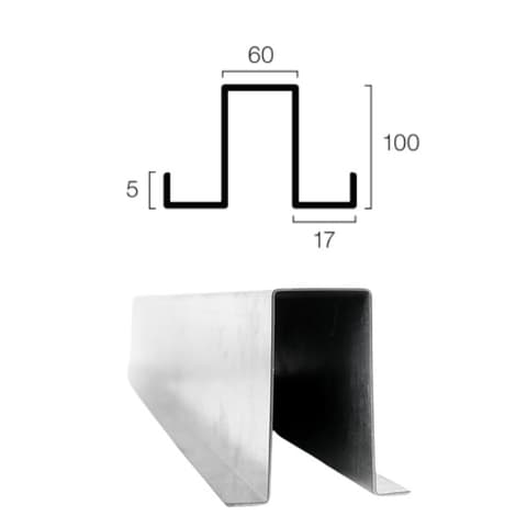 PERFIL OMEGA AÇO GALVANIZADO 100x60x02 6mt