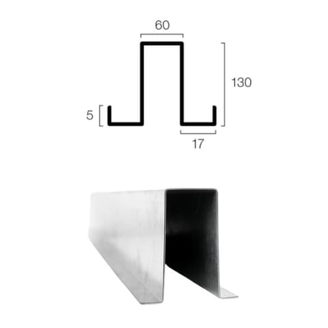 PERFIL OMEGA AÇO GALVANIZADO 130x60x02 6mt