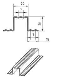 RIPA METALICA REFORÇADA 20x20 esp.0.6mm /6mt