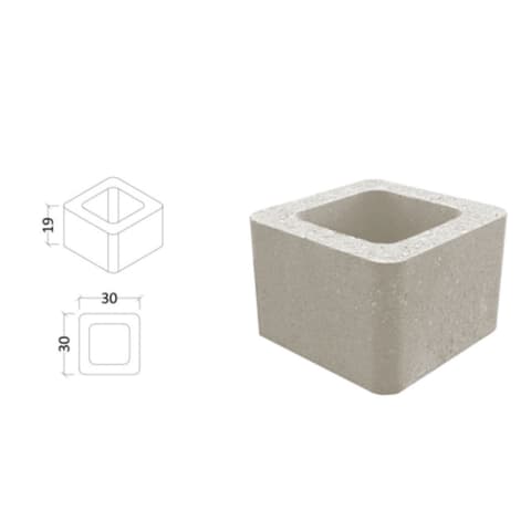 BLOCO PEÇA PILAR SIMPLES CINZA 30x30x19