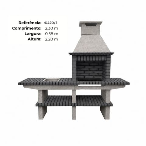 CHURRASQUEIRA 4110 CINZA D/E C/LATERAL PIO p/brita