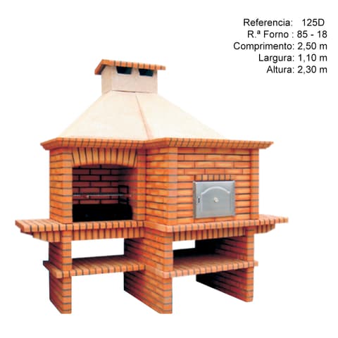 CHURRASQUEIRA C/FORNO 125D 90cm p/tijolo