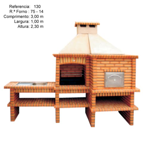 CHURRASQUEIRA C/FORNO 80cm PIO p/tijolo