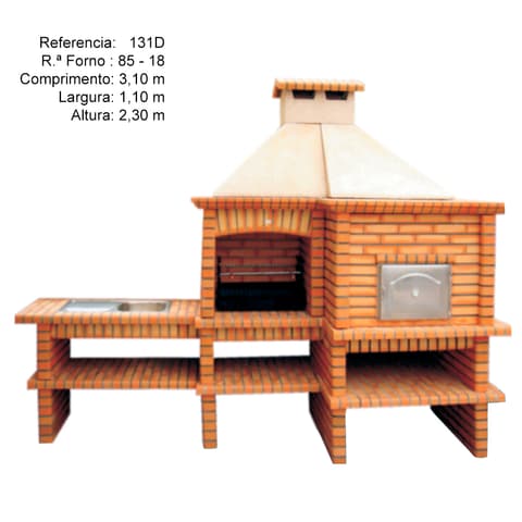 CHURRASQUEIRA C/FORNO 131D 90cm PIO p/tijolo