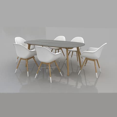 CONJUNTO MONTREAL MESA OVAL 190x105 + 4 CADEIRAS
