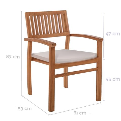 CADEIRAO MADEIRA TEKA KAYLA 840640 C/COJIN 60x57x87cm ***