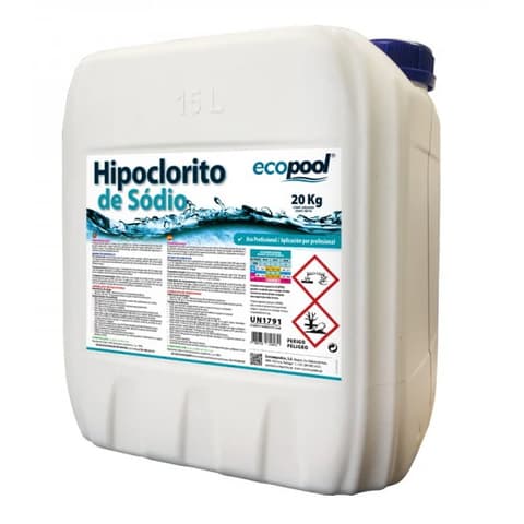 PIS HIPOCLORITO DE SODIO 20kg 15L ECOPOOL 81051 *