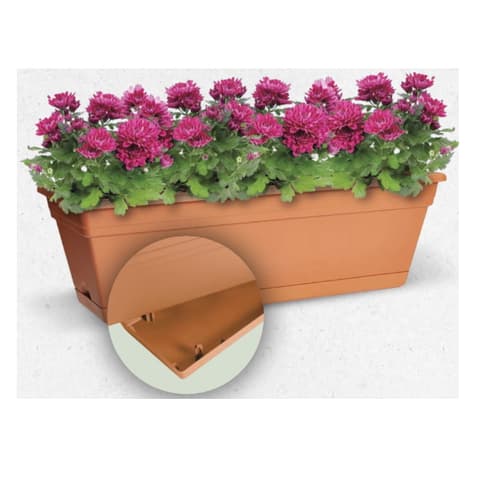 FLOREIRA PLASTICO MEDITERRAN C/PRATO 60x20cm TERRA