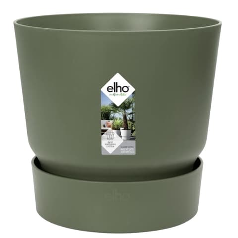 VASO PLASTICO GREENVILLE C/PRATO Ø14cm VERDE