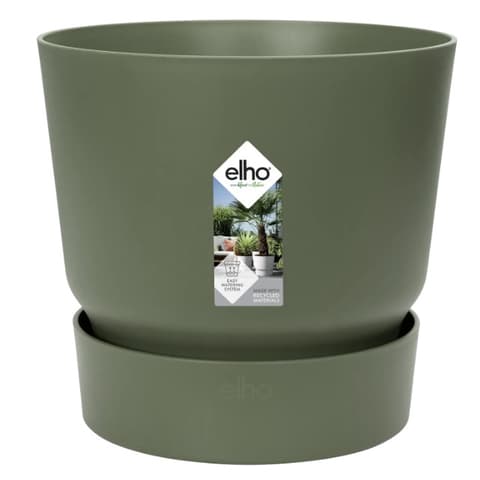 VASO PLASTICO GREENVILLE C/PRATO Ø18cm VERDE