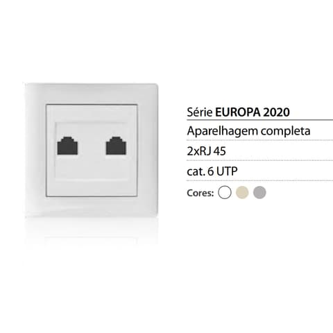TOMADA EMBUTIR EUROPA DUPLA 2x RJ45 CAT.6 AL