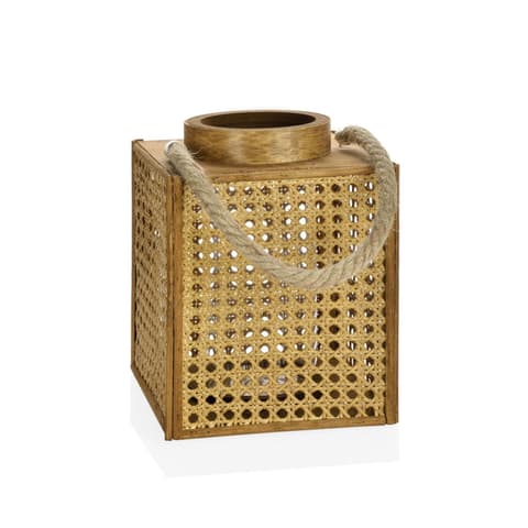 PORTA VELA FAROL MDF RATAN 15x15x18.5 cm