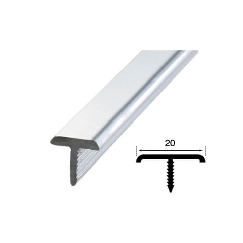PERFIL T ALUMINIO W20mm 2.5mt PRATA