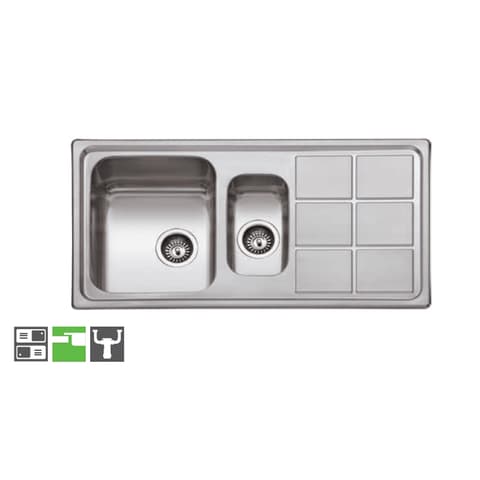 LAVA LOIÇA INOX ENCASTRAR 1PIA+½+1ESC. 97x50 CUBO C/SIFAO *