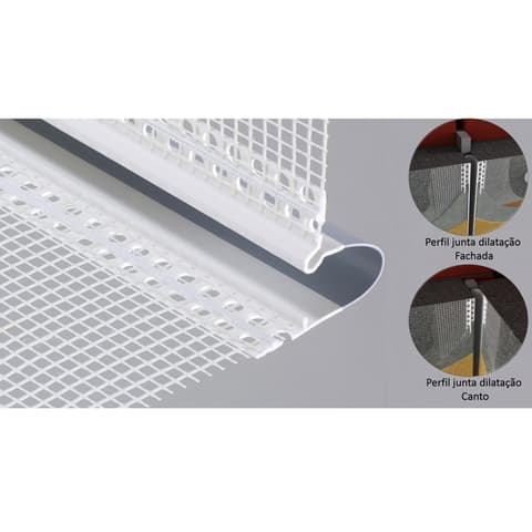 PERFIL PVC C/REDE JUNTA DILATAÇÃO FACHADA CINZA 2.50mt