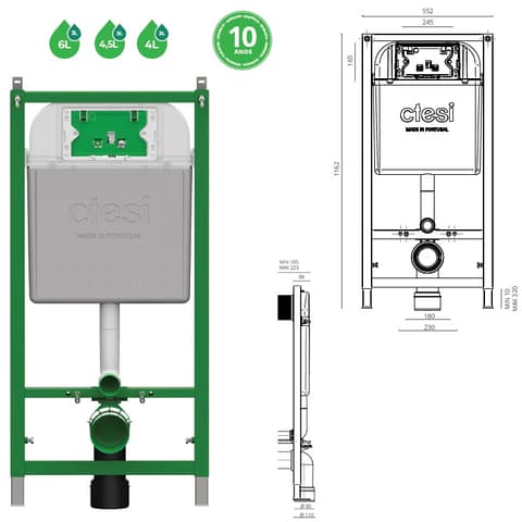 SUPORTE P/SANITA SUSPENSA SLIM SOLID P/PLADUR