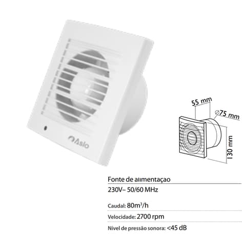 EXTRATOR WC QUADR 13cm Ø75mm BR