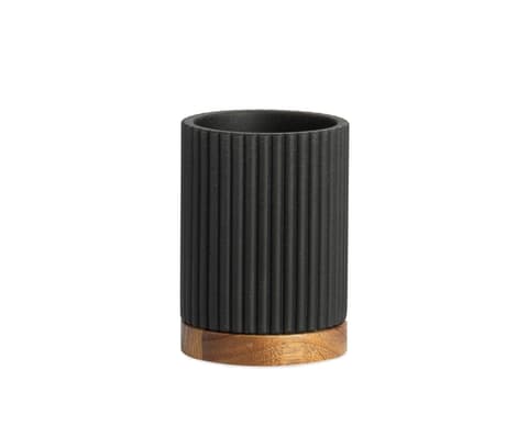 PORTA ESCOVAS RESINA PRETA+ACACIA BA22113