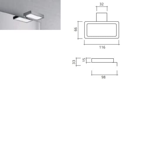 FOCO APLIQUE LED POLARIS 11cm CR 6W C/MULTIGANCHO ***