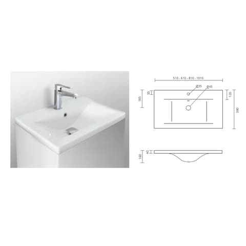 LAVATORIO CERAMICO INTEGRAL PROF. REDUZ. 101X39.5 SHORT