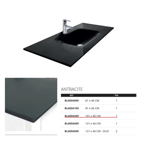 LAVATORIO VIDRO INTEGRAL 101x46 ANTRACITE