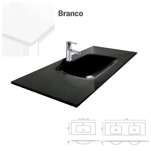 LAVATORIO VIDRO INTEGRAL 121X46 BRANCO (1PIA)