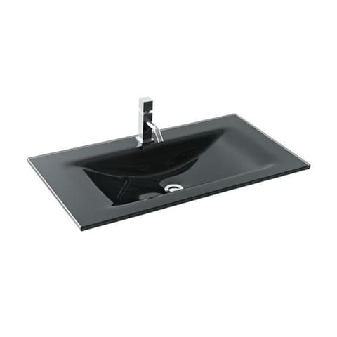 LAVATORIO VIDRO INTEGRAL 61x47 PRETO