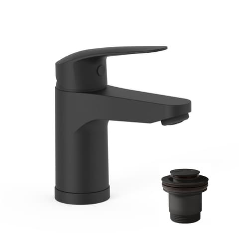 TRES BASE-3 MONOCOMANDO LAVATORIO PRETO MATE C/VALVULA CLICK CLACK