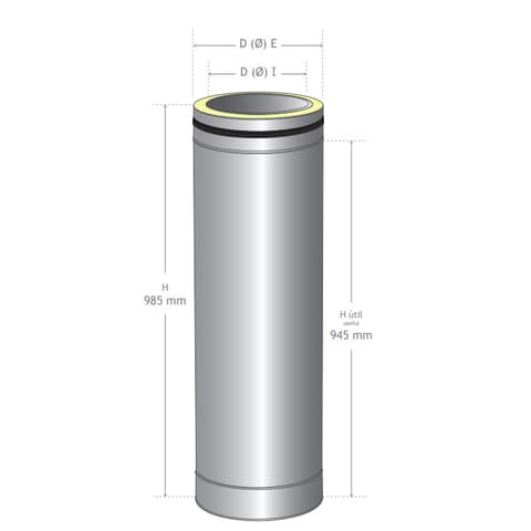 TUBO INOX P/DUPLA Ø150/200 1MT topo aberto